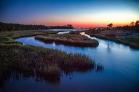 Evening colors and water pathways at the Croatan National Forest from early May 2016. The Croatan National Forest is an amazing piece of preserved land, located close to Atlantic Beach. The salt marshes are alive with wildlife, and paths with long boardwalks make for a unique experience. The trails yesterday led me past crab colonies, oyster beds, waterfowl, and a large Eastern Glass Lizard. To fully appreciate the beauty of NC, a visit to one of these inner coastal land preserves is a must.